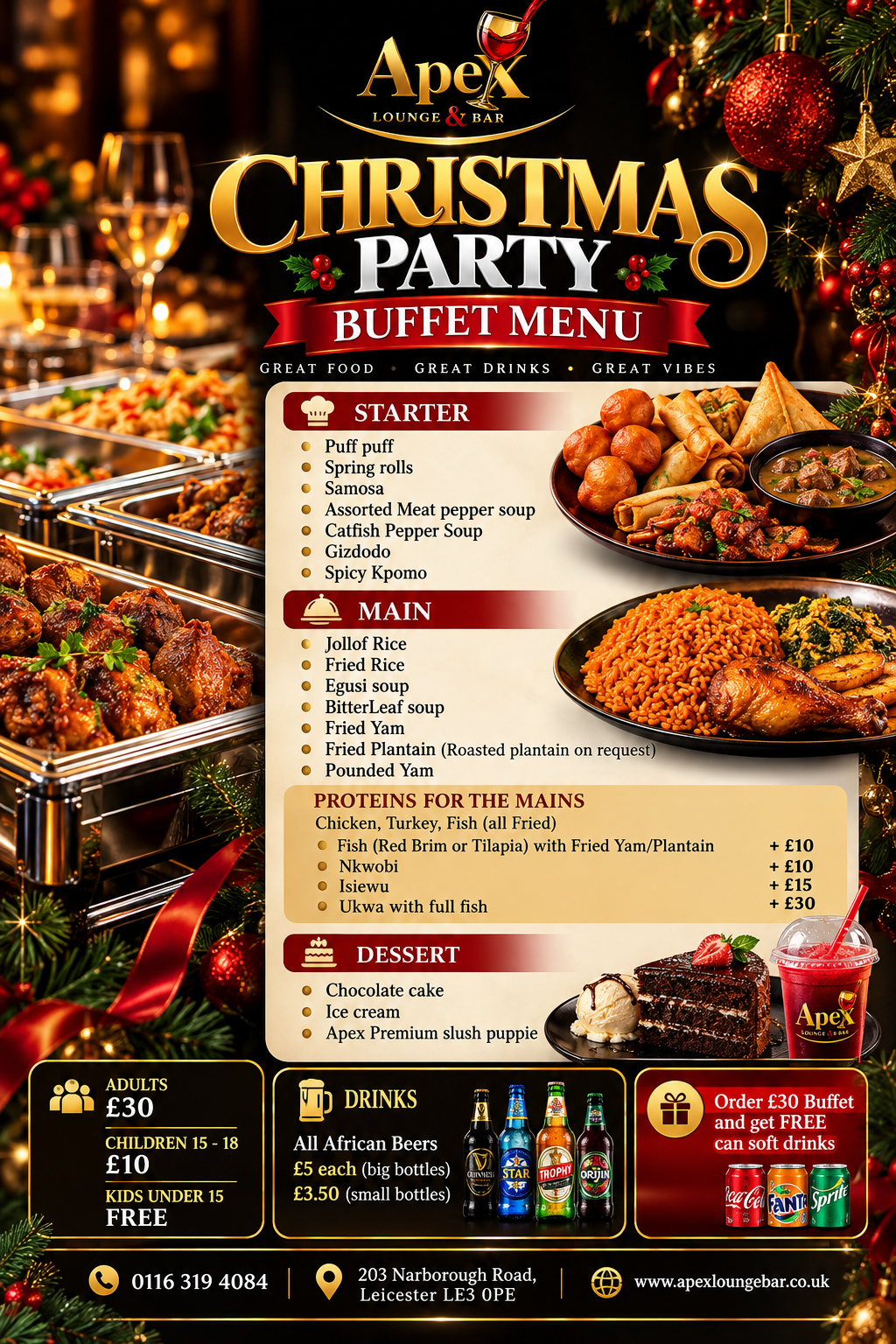 Apex Lounge & Bar Christmas Party Buffet